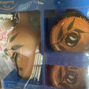 Dipping set- olive oil bottle and plates